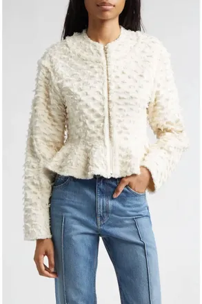 Ulla Johnson Rosalind Zip Peplum Jacket In Ivory