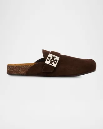 Tory Burch Mellow Suede Buckle Slide Mules
