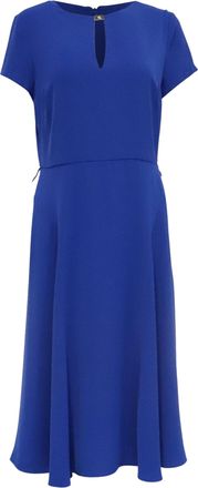 Ralph Lauren Lauren Ralph Lauren Belted Georgette Fit & Flare Dress in Blue Polyester