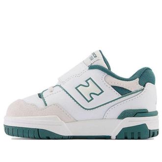 New Balance (TD) New Balance 550 Bungee Lace Top Strap White Vintage Teal IHB550TA