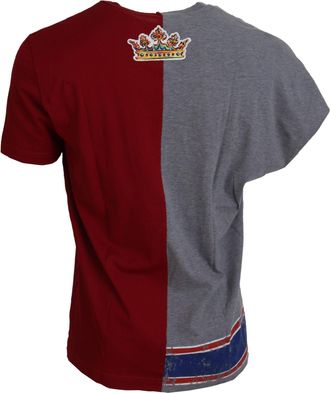 Dolce & Gabbana Mens Red Gray Two Model Dg Angel Crewneck T-Shirt Cotton