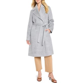 Nic+Zoe Wool Blend Belted Wrap Coat in Light Grey at Nordstrom Rack, Size X-Large