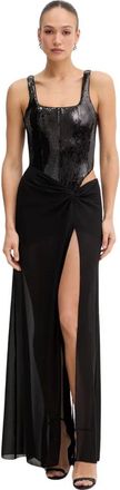 Patrizia Pepe Vestido Largo de Lentejuelas con Cors&eacute; - Dresses - Mujer - Negro - L