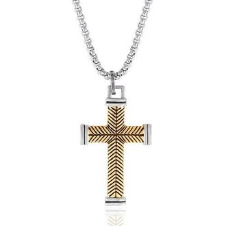Lucky Brand Stainless Steel (316L) Two Tone Cross Necklace in Gold, Silver at Nordstrom
