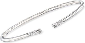 RS Pure by Ross-Simons Bezel-Set Diamond Open-Space Cuff Bracelet in Sterling Silver