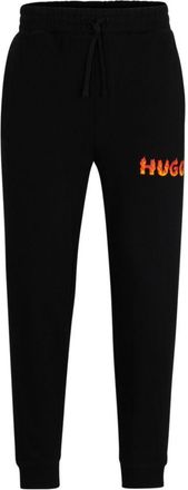 HUGO BOSS Cotton-terry tracksuit bottoms with puffed flame logo