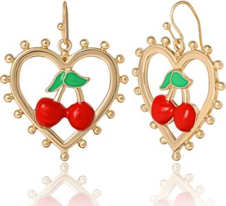 Juicy Couture Cherry Heart Drop Earrings in Gold Tone, Red at Nordstrom