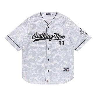 A Bathing Ape Camo Stripe Baseball Shirt Gray 1L30-132-003-GRY