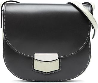 Celine Womens Pre-owned Small Bicolor Glazed Calfskin Trotteur Crossbody - Black Leather - One Size