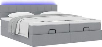 vidaXL Estructura De Cama Otomana Colchones Tela Gris Claro 180x200cm Vidaxl