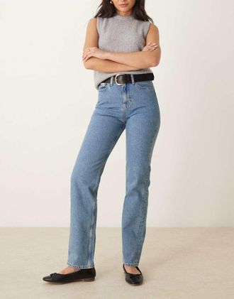 Calvin Klein Jeans Jeans dritti a vita alta lavaggio medio-Blu