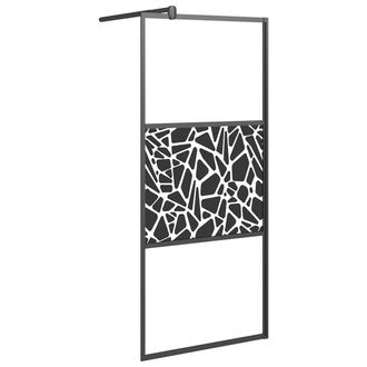 vidaXL Vidaxl - Mampara Ducha Vidrio Esmerilado Dise&ntilde;o Piedras Negro 90x195 Cm