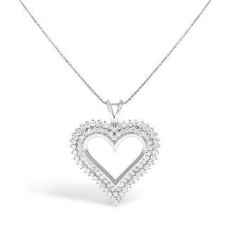 House of Brilliance Silver 3.00 Cttw Diamond Heart Pendant Necklace in White at Nordstrom