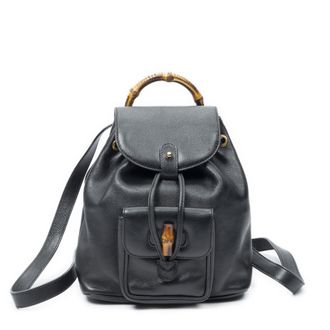Gucci Pre-owned Womens Mini Bamboo Backpack - Black - One Size