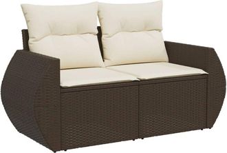 vidaXL Vidaxl - Sofá de jardín con cojines 2 plazas ratán sintético marrón