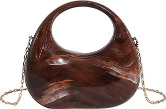 Generic Cymwer Women Acrylic Trendy Evening Clutch Purse Elegant Handbag for Prom Party (Brown)