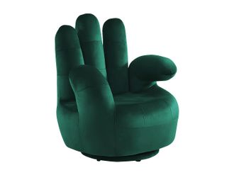 Vente-Unique Poltrona A Forma Di Mano Girevole In Velluto Verde Scuro - Catchy