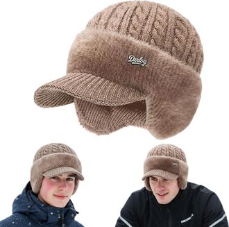 Generic Torocky Coldshield Trapper Hat with Ear Flaps and Wool Brim, Torocky Trapper Blocking Knitted Hats, Warm Winter Cozy Lined Aviator Hat Soft Breathable