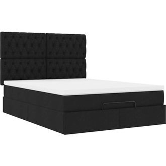 vidaXL Estructura Cama Otomana Colch&oacute;n Tela Negra 140x190 Cm Vidaxl