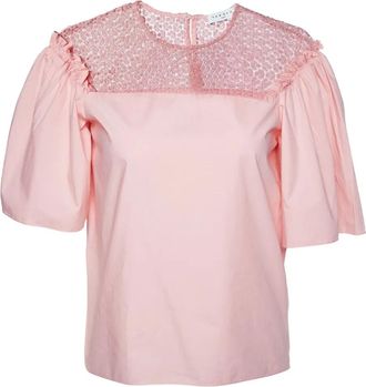 Sandro pre-owned ruffled lace-yoke blouse - Pink