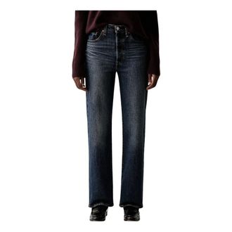 Levi's Jeans, Dames, Blauw, W28 L34, Denim, Ribcage Jeans met volledige lengte