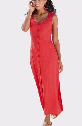 Lascana Womens Button Detail Maxi Dress in Red at Nordstrom, Size 14
