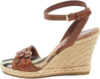 Burberry Sandali Nova Check con zeppa 105mm - Marrone