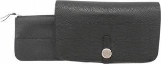 Herm&egrave;s Black Togo Leather Long Wallet (Bi-Fold) (Pre-Owned)