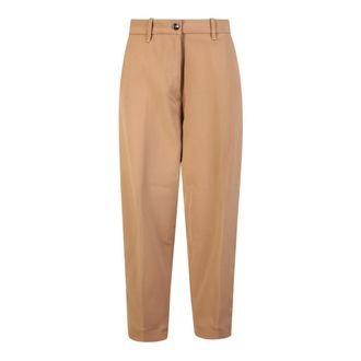 Nine In The Morning Tapered Trousers, female, Brown, Size: W28 Brown High-Waisted Carrot Leg Trousers