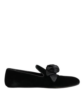 Dolce & Gabbana Black Suede Cotton Rose Slip On Loafers Mens Shoes