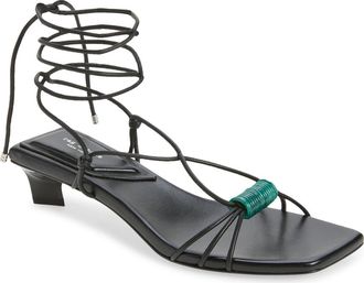 Rag & Bone Liv Ankle Wrap Kitten Heel Sandal in Black at Nordstrom, Size 10.5Us