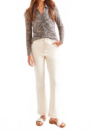 Tribal Brooke Shank Button Fly Micro Flare Jeans In Ecru