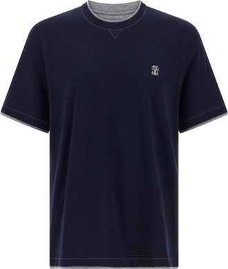 Brunello Cucinelli Blue Double Layer T-shirt