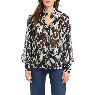 Fifteen Twenty Shirred Button-Up Blouse in Print at Nordstrom, Size X-Small