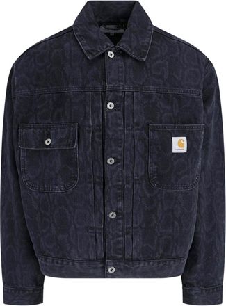 Carhartt Work in Progress Black Belmar Snake Camo Denim Jacket