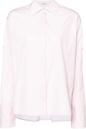 Loewe spread-collar poplin shirt - women - Cotton/Cotton/Silk/Polyester - 38 - Pink