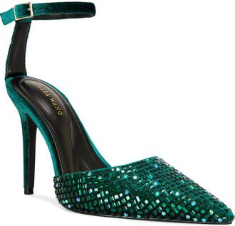 Azalea Wang Waraia Ankle Strap Pointed Toe Pump in Emerald at Nordstrom, Size 7.5