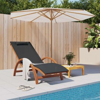 vidaXL Tumbona Con Coj&iacute;n Textilene Gris Y Madera Maciza De &Aacute;lamo Vidaxl