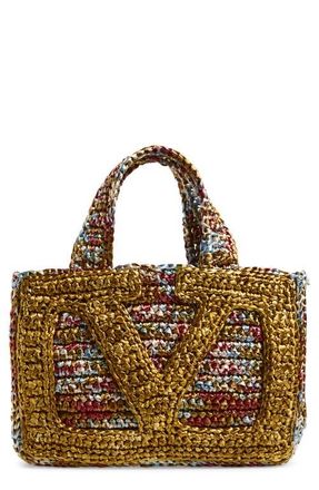 Valentino Garavani Small Viva Superstar Raffia Tote in Brown Multi at Nordstrom