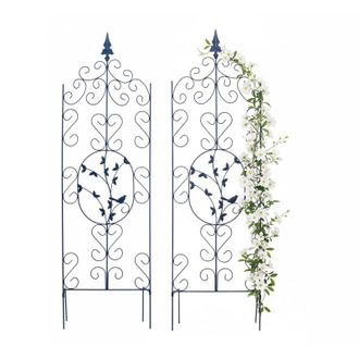 Relaxdays Relaxdays trellis, set of 2, HxW: 116x35 cm, for climbers, metal, ivy, roses, free-standing, black