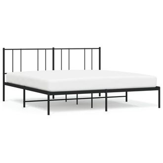 Berkfield Home Metal Bed Frame with Headboard Black 180x200 cm Super King
