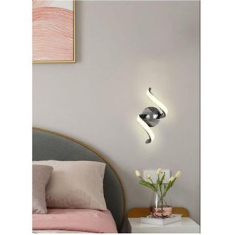 Trade Shop Trade Shop Traesio - Trade Shop - Applique Led A Parete 9watt Curva Spirale Luce Fredda Naturale Calda E58 Argento