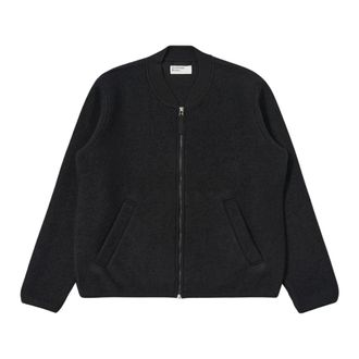 Universal Works Wool Fleece Zip Bomber - Heren - Zomerjassen - Zwart - L - Katoen - Jassen