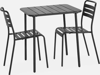 Sweeek Set Mesa De Jard&iacute;n Bistr&oacute; De Acero Con 2 Sillas, 70 Cm