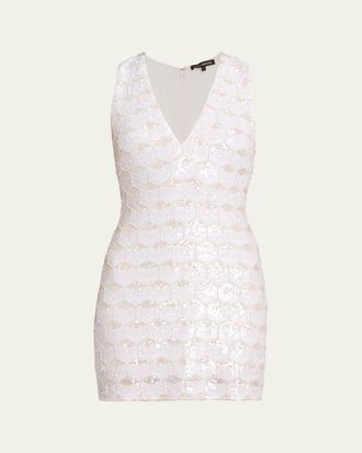 Ramy Brook Ari Sequin Plunging Mini Dress