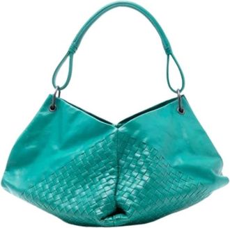 Bottega Veneta Pre-owned Shoulder Bags, female, Blue, Size: ONE SIZE Pre-owned Leather Shoulder Bag