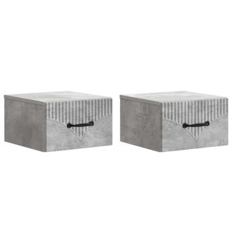 vidaXL Mesita De Noche De Pared 2 Pcs Gris Hormig&oacute;n 34,5 X 33 X 20 Cm Vidaxl