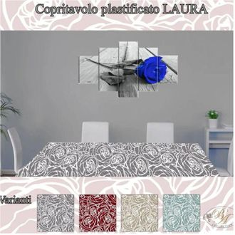Trade Shop Trade Shop - Tovaglia Plastificata Copritavolo Antimacchia Rettangolare Laura Mis. 6 Posti
