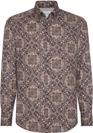 Brunello Cucinelli cotton-twill shirt - men - Cotton - M - Neutrals