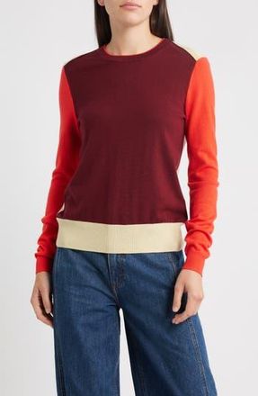 Rag & Bone Taron Colorblock Wool Sweater in Burgundy Multi at Nordstrom Rack, Size X-Small